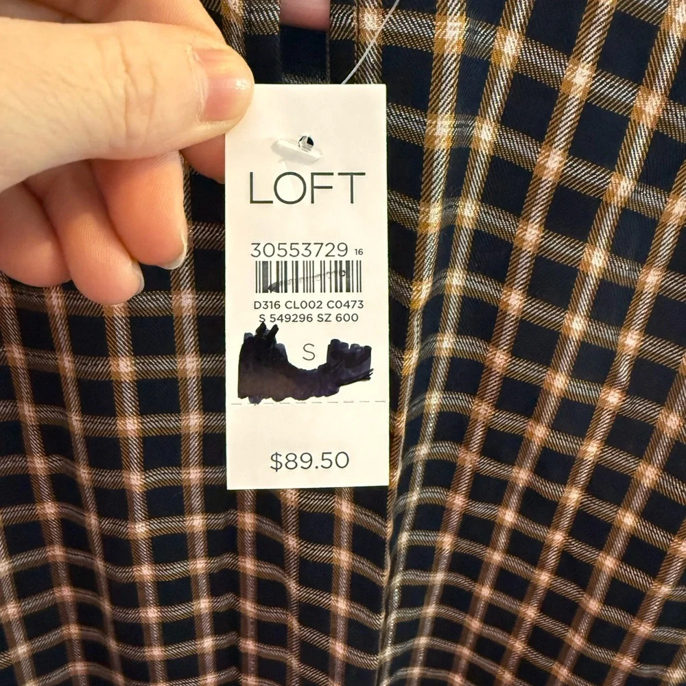 LOFT Navy and Beige Checkered Dress - Picture 8 of 8